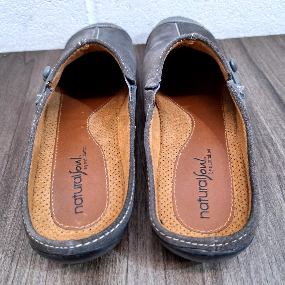 Natural Soul by Naturalizer Women's Size 9 M Gray Suede Slip On Mules Clogs - Picture 2 of 7